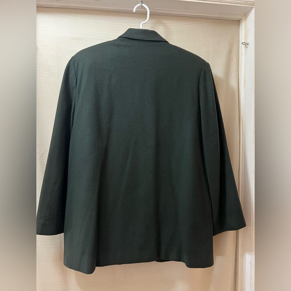 Sag Harbor Elegant Dark Green Oversized Wool Blazer Shoulder Pads Size 14 - Picture 7 of 8